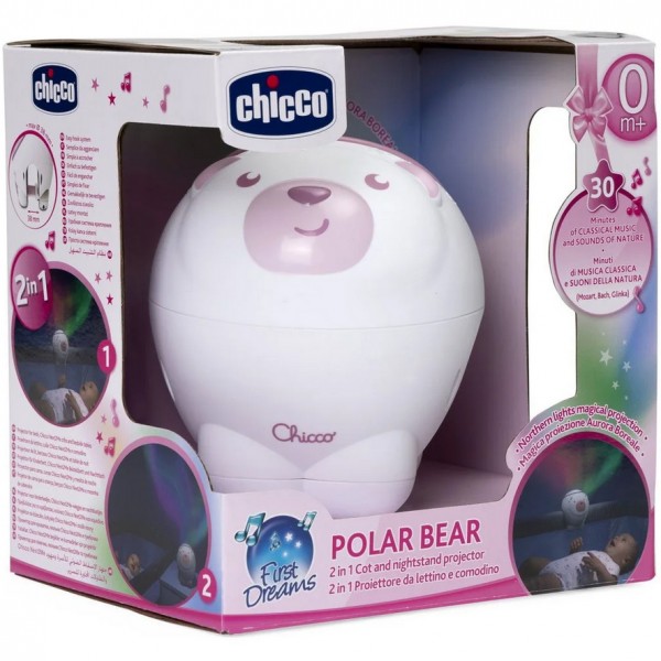 Proiettore da Lettino e Comodino Chicco Orso Polare Rosa