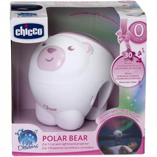 Proiettore da Lettino e Comodino Chicco Orso Polare Rosa