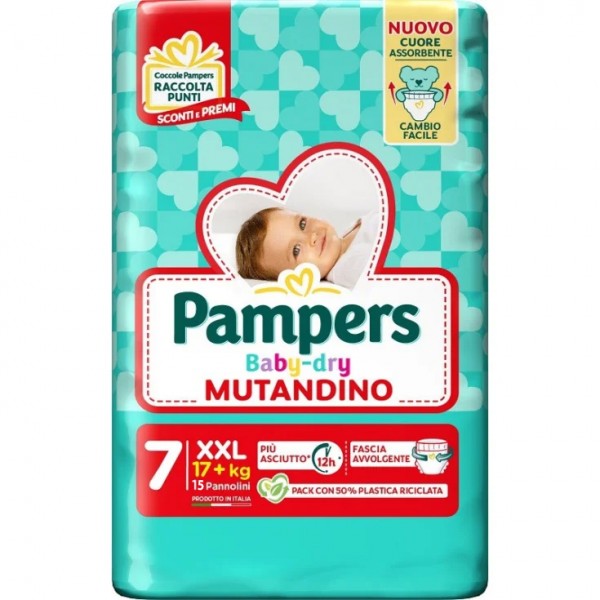 Pannolini Pampers Baby Dry Mutandino 7 XXL 17+ Kg (15pz)