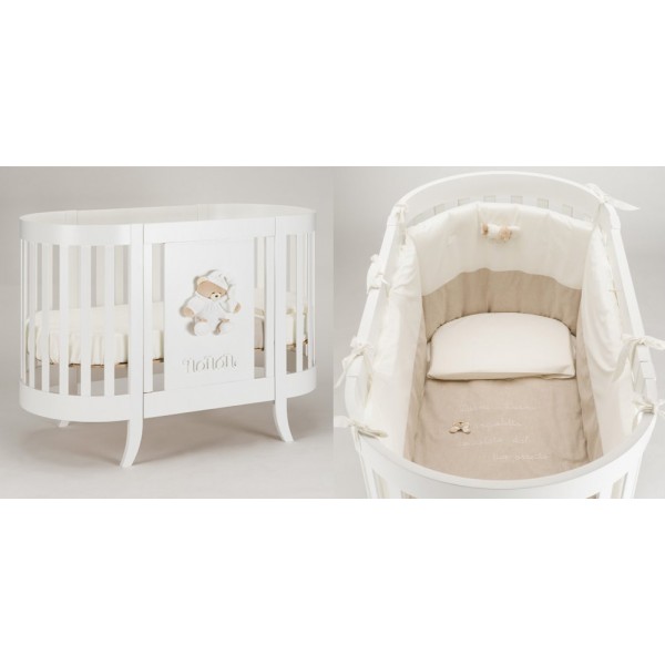 Lettino Ovale Nanan Tato con Materasso e Cuscino + Completo Piumone