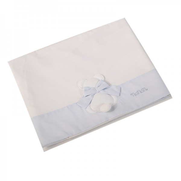 Set Lenzuola Nanan per Carrozzina 3pz Fiocco Azzurro