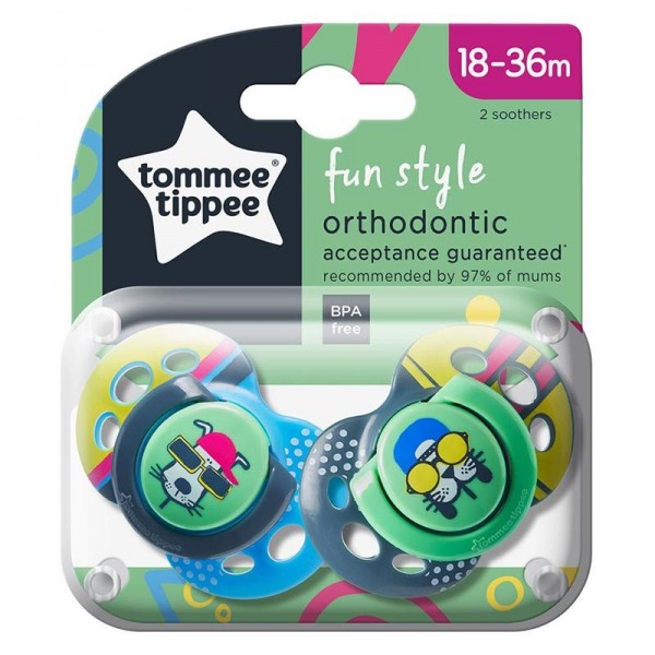 Tommee Tippee 2 Succhietti Fun Style Silicone Ortodontico 18-36m Boy