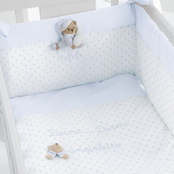 Lettino Nanan Mini-Me Puccio Azzurro con Materasso + Completo Piumone