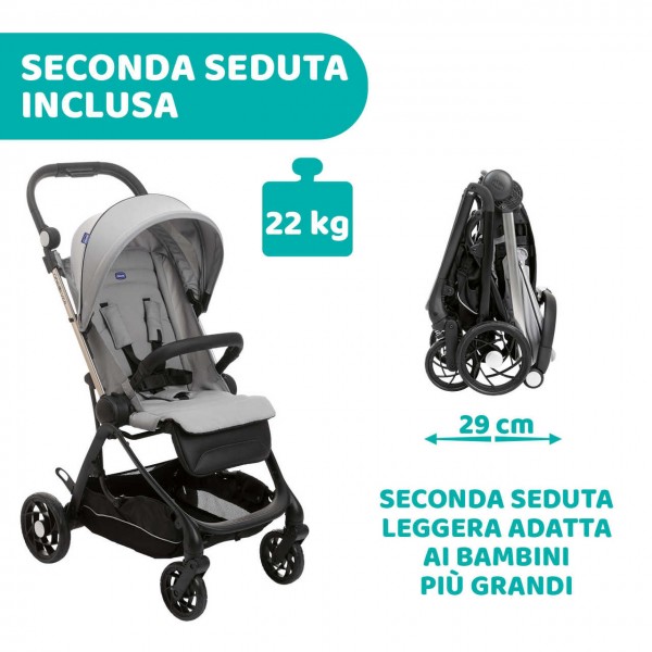 Trio Chicco One4Ever Light Silverleaf con Seggiolino Auto Kory Black