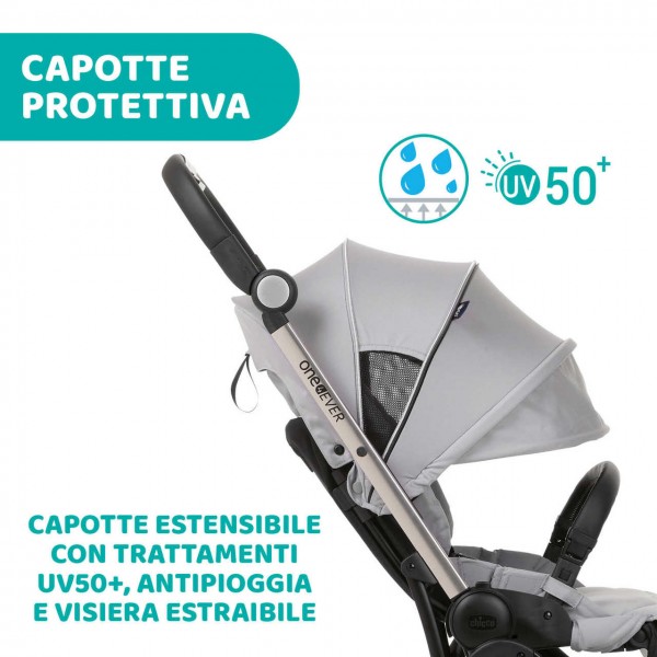 Trio Chicco One4Ever Light Silverleaf con Seggiolino Auto Kory Black