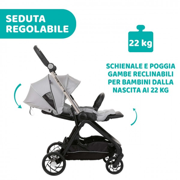 Trio Chicco One4Ever Light Silverleaf con Seggiolino Auto Kory Black