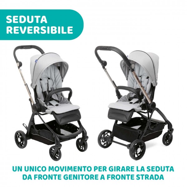 Trio Chicco One4Ever Light Silverleaf con Seggiolino Auto Kory Black