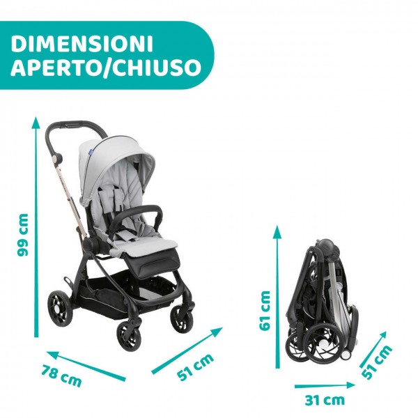 Trio Chicco One4Ever Light Silverleaf con Seggiolino Auto Kory Black