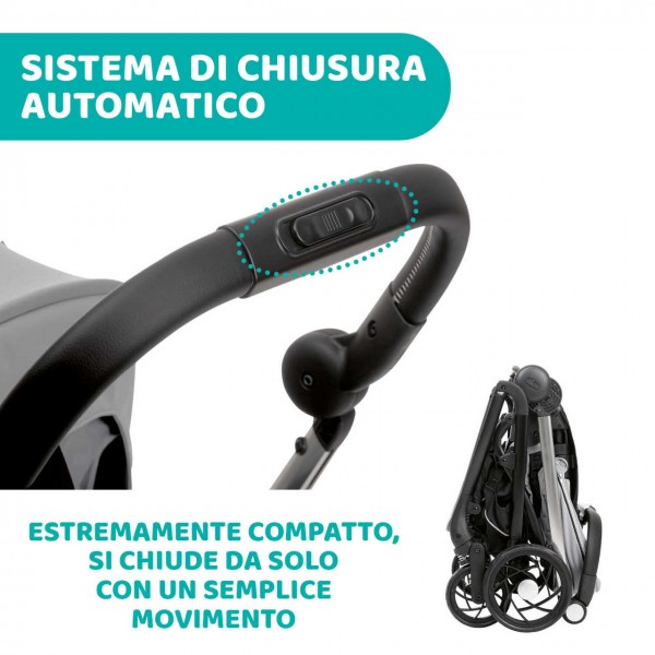 Trio Chicco One4Ever Light Silverleaf con Seggiolino Auto Kory Black