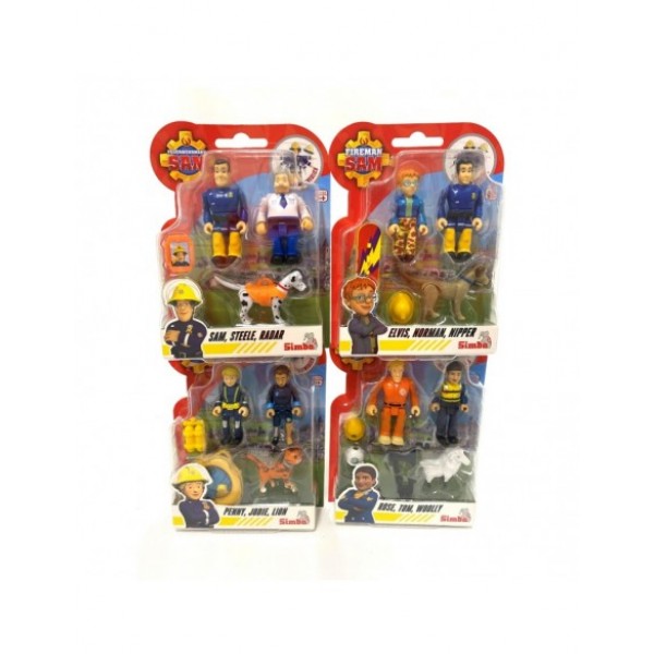 Simba Blister 02 Personaggi Elvis, Norman con cucciolo Nipper  Linea Sam Il Pompiere