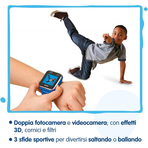 VTech Kidizoom Smartwatch DX2 Blu, Orologio Interattivo per Bambini con Doppia Fotocamera