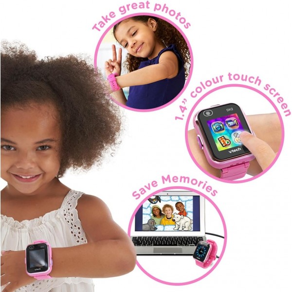 VTech Kidizoom Smartwatch DX2 Rosa, Orologio Interattivo per Bambini con Doppia Fotocamera