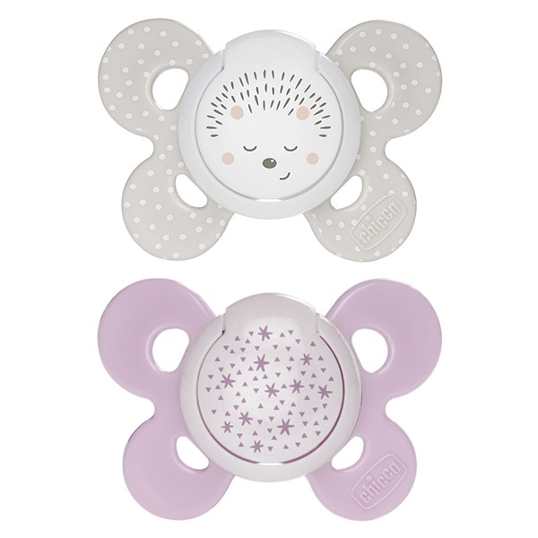 Succhietto Chicco Physio Comfort Night Silicone 2pz Beige Lilla 16-36m