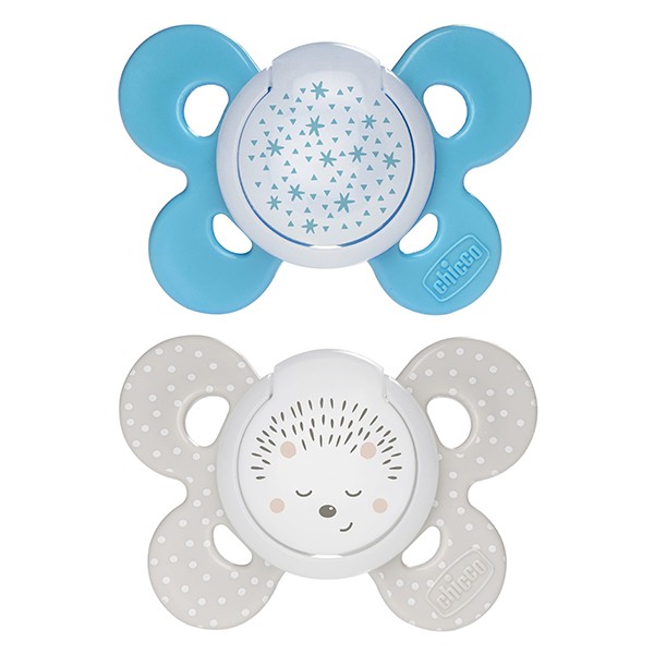 Succhietto Chicco Physio Comfort Night Silicone 2pz Celeste Beige16-36m