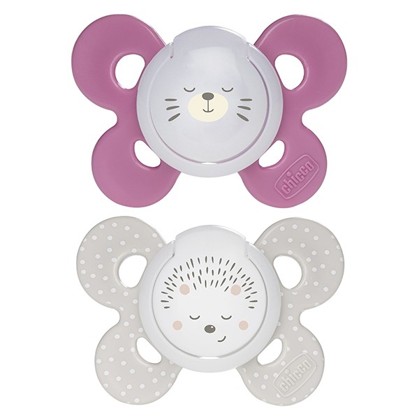 Succhietto Chicco Physio Comfort Night Silicone 2pz Rosa Beige 16-36m