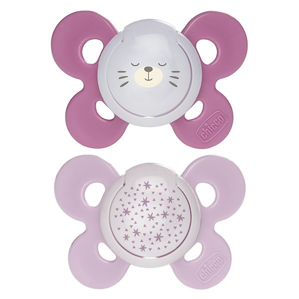 Succhietto Chicco Physio Comfort Night Silicone 2pz Rosa Lilla 16-36m