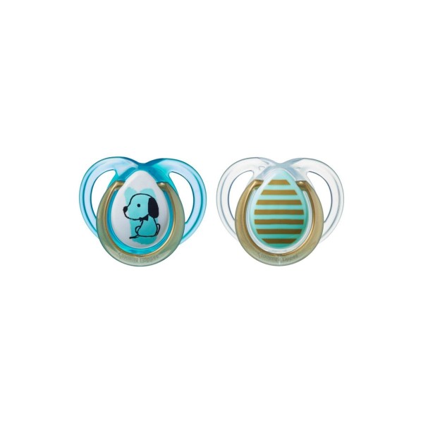 Tommee Tippee Set 2 Succhietti 0-6M Moda in Silicone Azzurro Cane