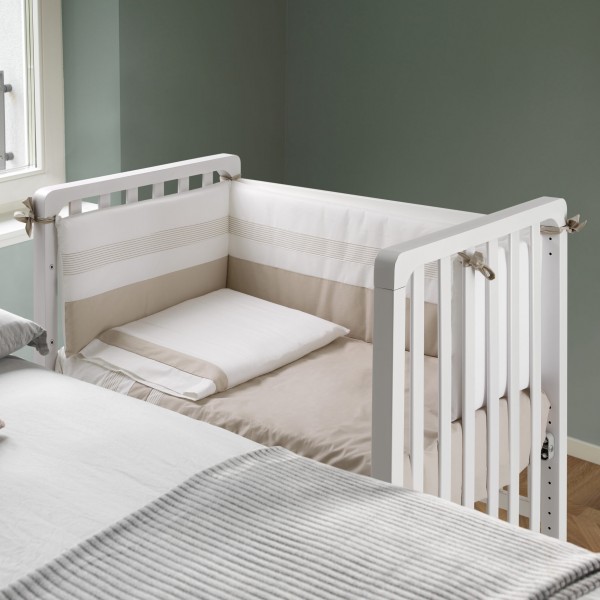Lettino Evolutivo Co-Sleeping Pali Transformer Bianco (Trasformabile da Culla a Lettino a Divanetto a Poltroncina a Montessoriano + 2 Materassi + Piumone Paracolpi Menta)