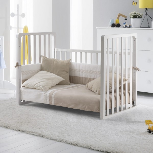 Lettino Evolutivo Co-Sleeping Pali Transformer Bianco (Trasformabile da Culla a Lettino a Divanetto a Poltroncina a Montessoriano + 2 Materassi + Piumone Paracolpi Menta)
