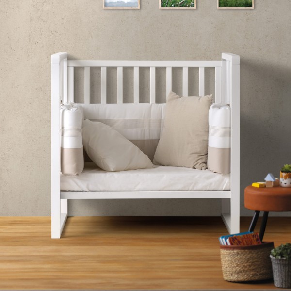 Lettino Evolutivo Co-Sleeping Pali Transformer Bianco (Trasformabile da Culla a Lettino a Divanetto a Poltroncina a Montessoriano + 2 Materassi + Piumone Paracolpi Menta)