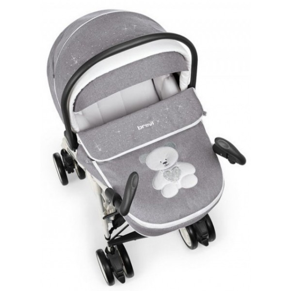 Trio Brevi Millestrade Orso Ricamo Grigio Melange