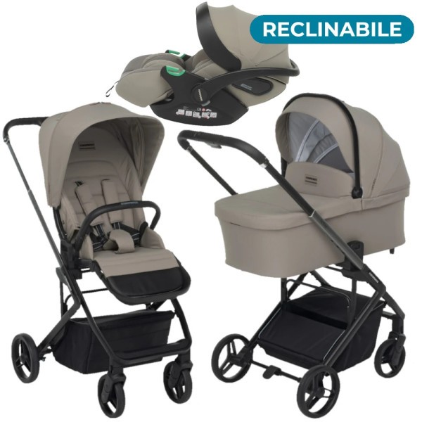 Trio TicToc Foppapedretti con Seggiolino Auto Rek i-Size Reclinabile Desert