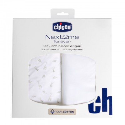 Chicco Set Lenzuola con angoli in Cotone per Next2Me Forever - 2pz Cloud