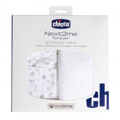 Set Lenzuola Chicco in Cotone per Next2Me Forever - 2pz e federa Confetti
