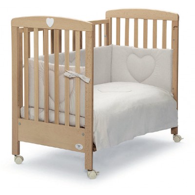 Lettino Ridotto Co-Sleeping Cuoricini Cuoricino Naturale con Materasso + Piumone