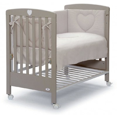 Lettino Ridotto Co-Sleeping Cuoricini Cuoricino Tortora con Materasso