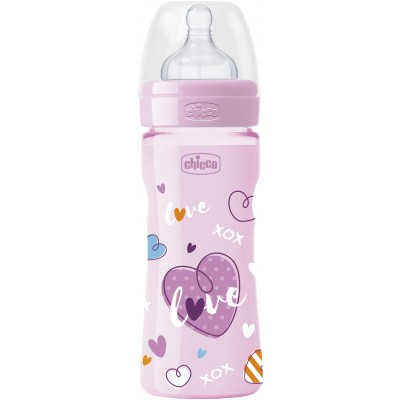 Biberon Benessere Chicco 250ml Flusso Regolabile 2m+ Silicone Rosa