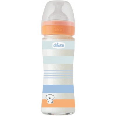 Biberon Benessere Chicco 240ml Vetro Flusso Lento Orange Boy