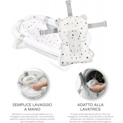 MS Cuscino Riduttore per Vasca Pieghevole Bianco con Stelle