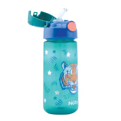 Tazza a pressione con cannuccia morbida e glitter - 540ml - tigre
