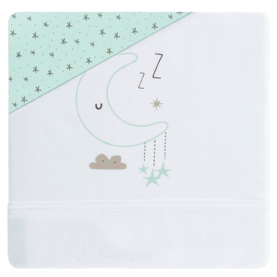 Set Lenzuolino Culla Pirulos Sweet NIghts in Maglia Bianco/Menta 50 x 80 cm
