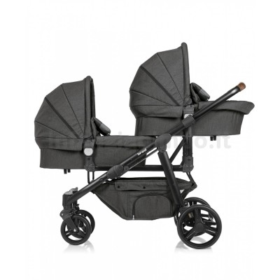 Passeggino Duo Gemellare Brevi Ovo Twin Grigio Melange Scuro