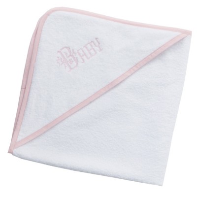 Accappatoio Neonato Spugna Noibel Baby Bianco Rosa In Offerta