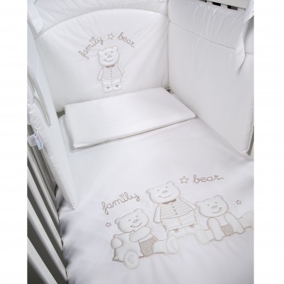 Completo Piumone Billo e Pallina 3 Pezzi Sfilabile Lettino Family Bear Bianco Avorio