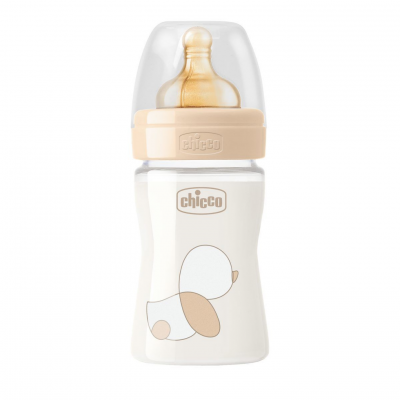 Biberon Chicco Original Touch 150 ml Flusso Lento Caucci&ugrave; Beige Vetro
