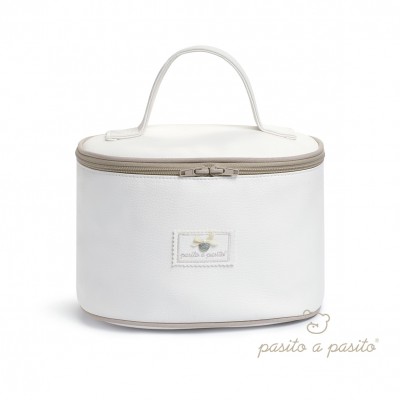 Beauty Case Vanity Pasito a Pasito Alejandra in Ecopelle Bianco Beige