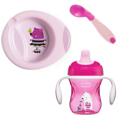 SET PAPPA CHICCO LET'S GET STARTED SET ROSA 6M+ IN OFFERTA