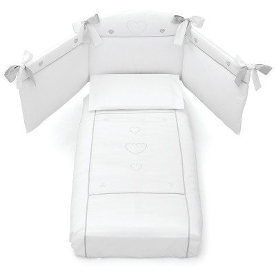 Completo Piumone Erbesi Cuori Bianco