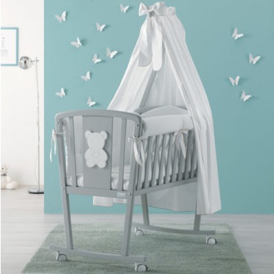 Culla Azzurra Design Funky Bianco con Decoro Bianco