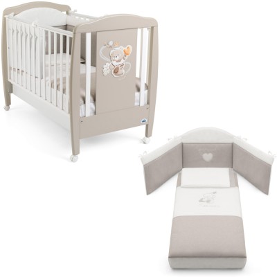 Lettino Cam Orso Re Tortora + Completo Piumone