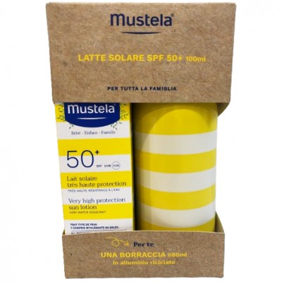 Kit Mustela Latte Solare SPF 50+ 100 ml con Borraccia