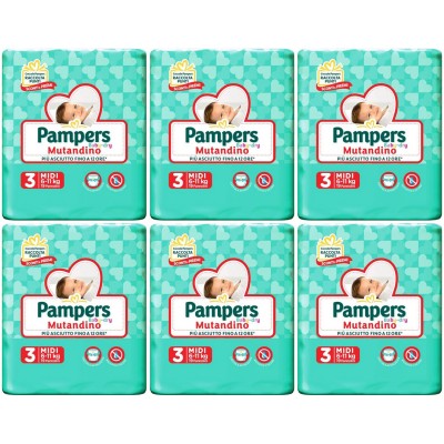 Kit Pannolini Pampers Baby Dry Mutandino 6-11 Kg Misura 3 MIDI - 6 Pacchi da 19pz