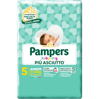 Pannolini Pampers Baby Dry Junior 11-25 Kg Misura 5 (16pz)