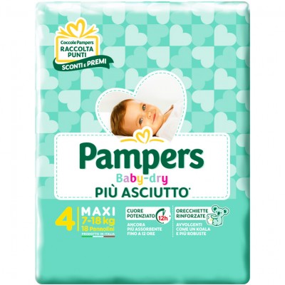 Pannolini Pampers Baby Dry Maxi 7-18 Kg Misura 4 (18pz)