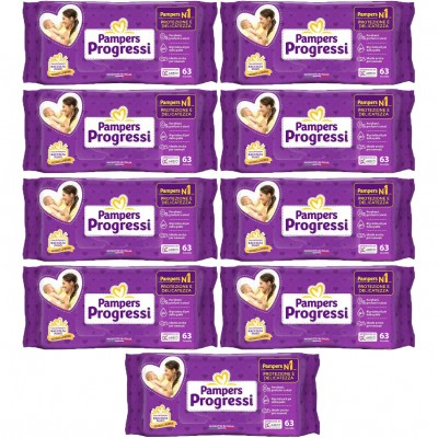 Kit Salviettine Pampers Progressi 9 Confezioni da 63 pz