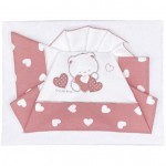 Set Lenzuola Andy & Helen per Lettino Ricamato D70 3 pz Rosa